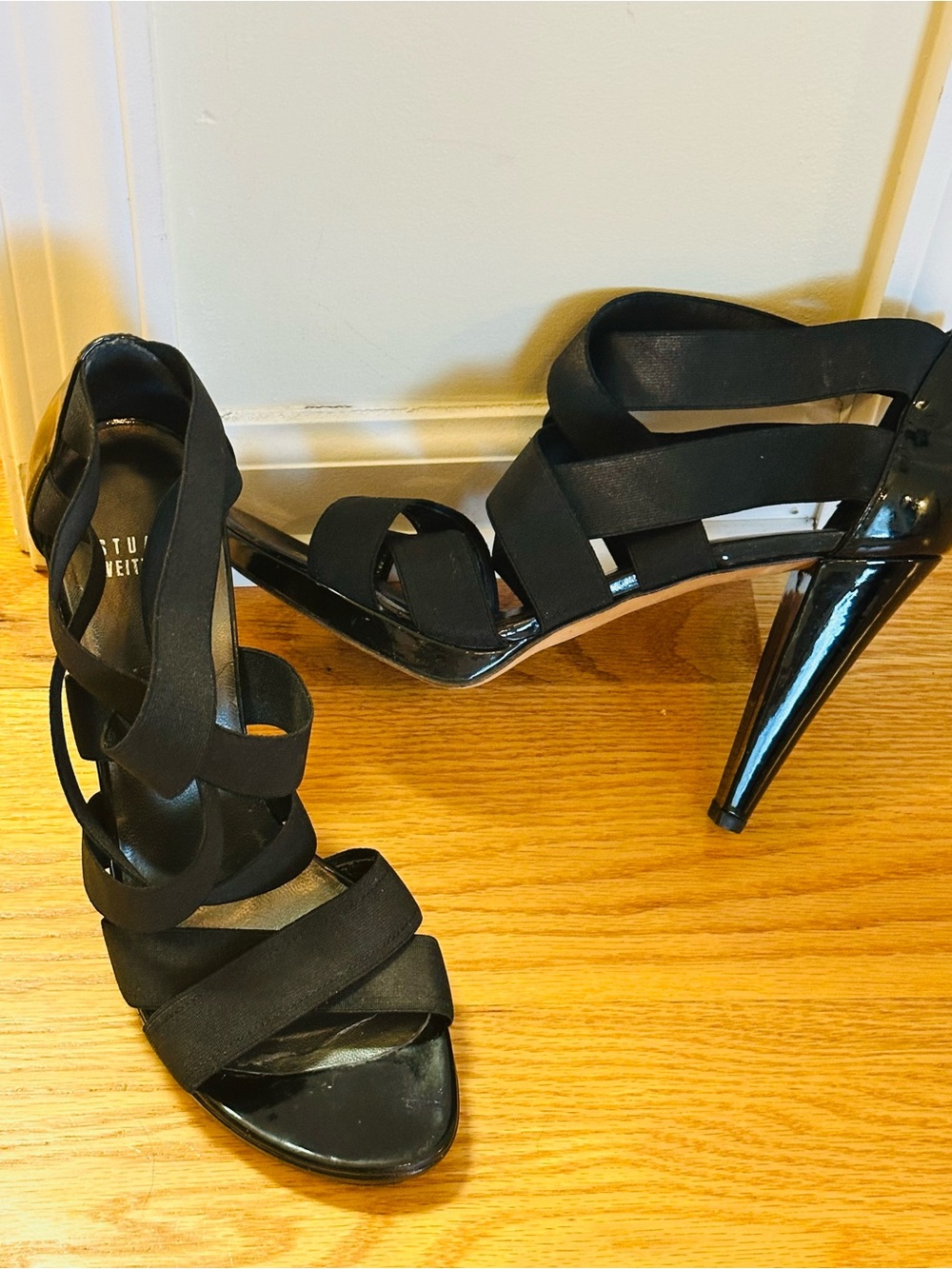 Stuart Weisman black strappy heels